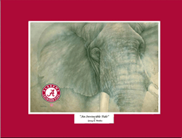 Giclee - The Alabama Elephant - Mini Prints - White, Red, and Black Matted